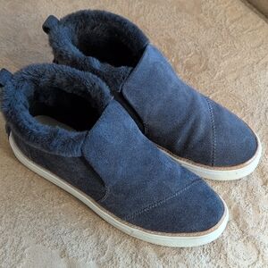 Toms Women's Dark Grey Suede Fur-Lined Sneakers